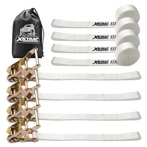 4PK 1" × 12' Ratchet Tent Straps w/Loop End Tie Down Strap - product image 2