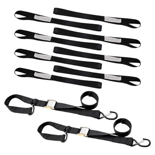 Motorcycle Tie Down Straps (2 Pack) 3,000lb Break Strength, 5.5FT Cambuckle Tie Down Set with S Hook and Soft Loops + XSTRAP Soft Loop Tie-Down Straps - product image 2
