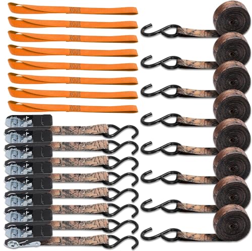 Ratchet Tie Down Straps 8PK & Soft Loop Tie-Down Straps 8PK Combo - Heavy Duty Cargo Securing Set - product image 2