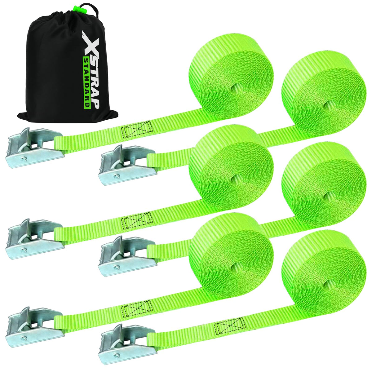 Cambuckle Tie Down Strap 6-Pack 1"x12' Cargo Lashing Straps