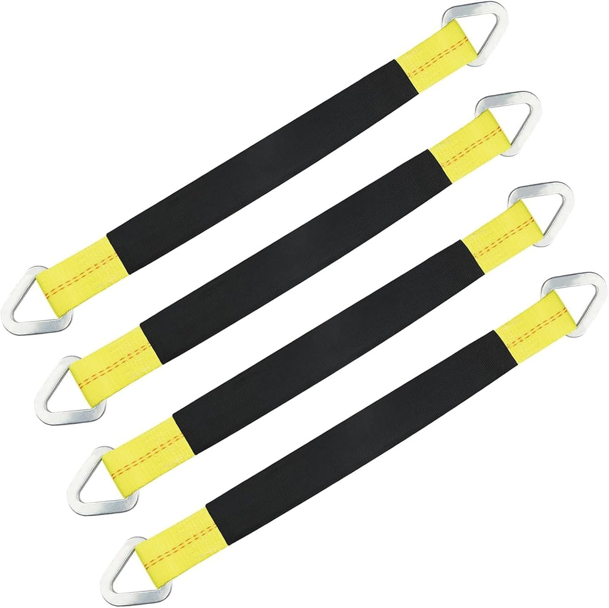 XS20306 4-PK 36" x 2" Axle Straps with Protective Sleeve and D-Ring Tire Wheel Tie Down Straps for Securing Race Car Tow Truck Transport, 3333 Lb. Capacity 10,000 Breaking Strength, Yellow