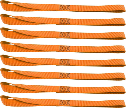 XS16004 Motorcycle Soft Loop Tie-Down Straps 8PK 1-1/16 x 18 inches 3,600LB Breaking Strength, Loop Straps for Securing Trailering, Bikes, ATV, UTV, Scooters, Dirt Bikes, Lawn Equipment, Orange