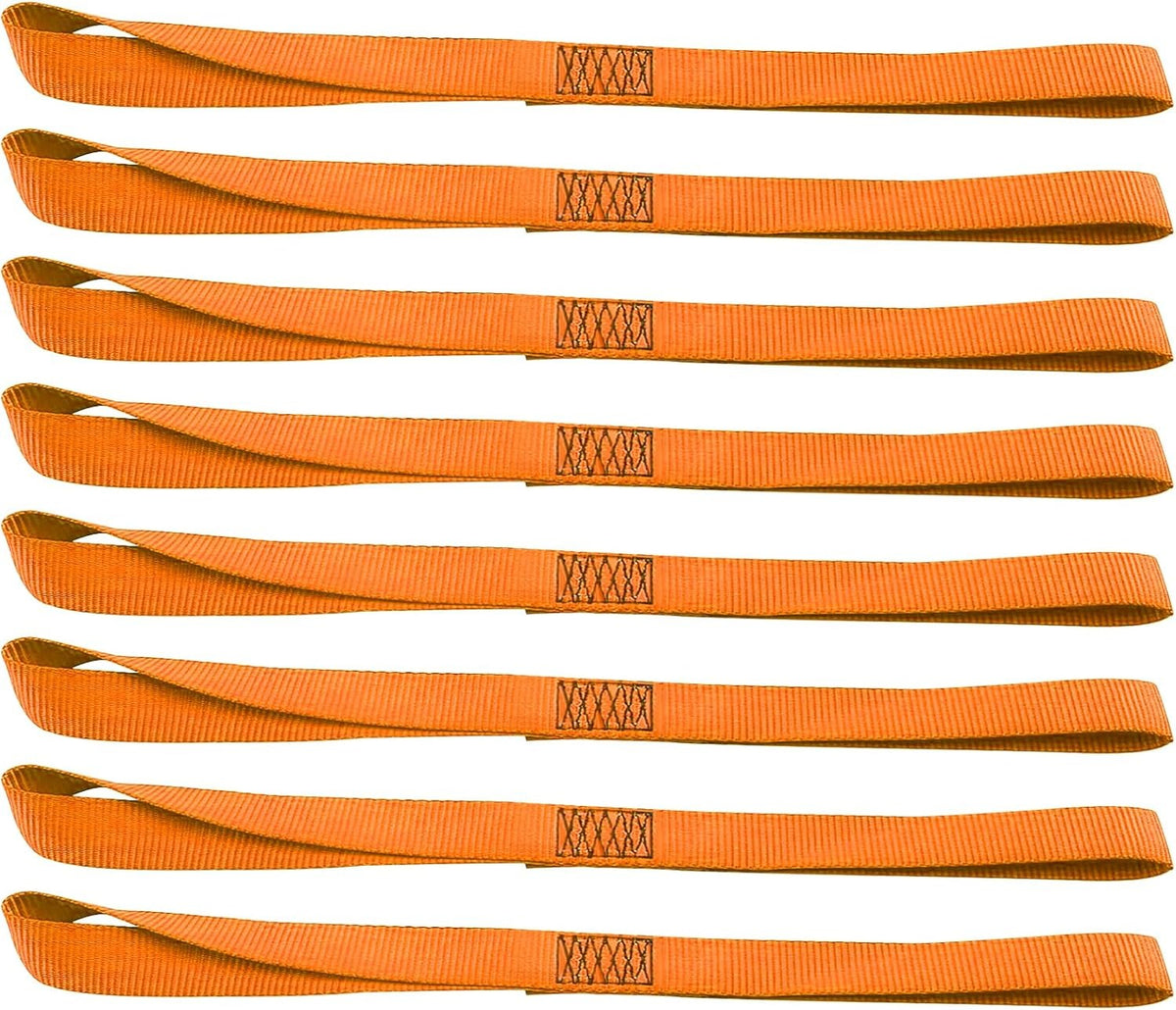 XS16004 Motorcycle Soft Loop Tie-Down Straps 8PK 1-1/16 x 18 inches 3,600LB Breaking Strength, Loop Straps for Securing Trailering, Bikes, ATV, UTV, Scooters, Dirt Bikes, Lawn Equipment, Orange