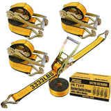 4PK Heavy Duty Ratchet Tie Down Straps 2" x 27' 10,000lbs WIth D J Hooks XS16096