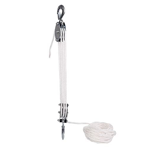 Heavy-Duty 2,000 LB Breaking Strength 50 FT Rope Hoist + 2PK 1''x8' Lift Sling Web Strap/Wear Guard End