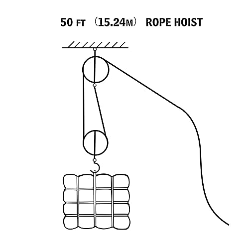 Heavy-Duty 2,000 LB Breaking Strength 50 FT Reflective Rope Hoist + 8PK 1-1/16 x 18 inches Soft Loop Tie-Down Straps