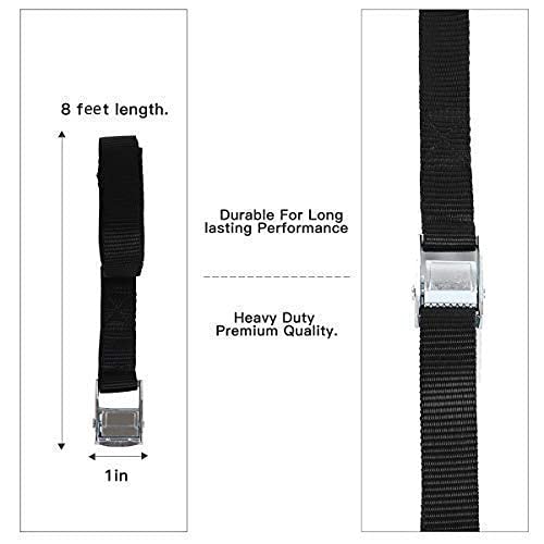 Cam Buckle Straps 6PK 8FT Powersports Tie-Downs 1-Inch Black + 2pk Motorcycle Tie Down Straps 3,000lb Break Strength, 5.5FT Cambuckle Tie Down Set wit - product image 4