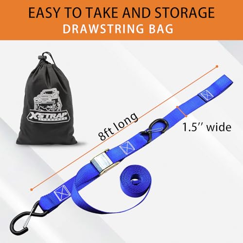 2PK Motorcycle Tie Down Straps 3,000lb Break Strength, 1.5 in X 8FT Heavy-Duty Cambuckle Tie Down Set & 8PK Soft Loop Tie-Down Straps1-1/16 x 18 inche - product image 4