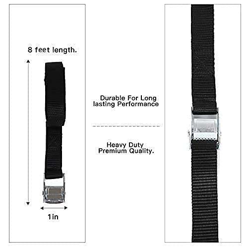 Ratchet Tie Down Straps - 8PK - 1'' x 10 ft Cargo Straps + 6PK 8FT Cam Buckle Straps Powersports Tie-Downs 1-Inch - product image 7