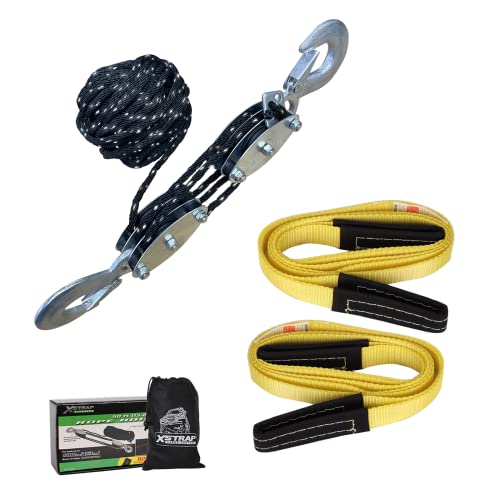 Heavy-Duty 2,000 LB Breaking Strength 50 FT Reflective Rope Hoist + 2PK 1''x8' Lift Sling Web Strap/Wear Guard End - product image 2