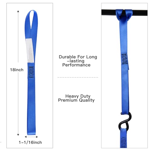 2PK Motorcycle Tie Down Straps 3,000lb Break Strength, 1.5 in X 8FT Heavy-Duty Cambuckle Tie Down Set & 8PK Soft Loop Tie-Down Straps1-1/16 x 18 inche - product image 8