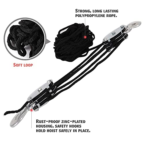 Heavy-Duty 2,000 LB Breaking Strength 50 FT Rope Hoist + 2PK 1''x8' Lift Sling Web Strap/Wear Guard End - product image 3