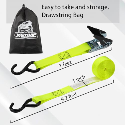 2pk Motorcycle Tie Down Straps 3,000lb Break Strength, 1.5 in X 8FT Heavy-Duty Cambuckle Tie Down Set with S Hook and Soft Loops & 4 Pk Ratchet Tie Do - product image 7