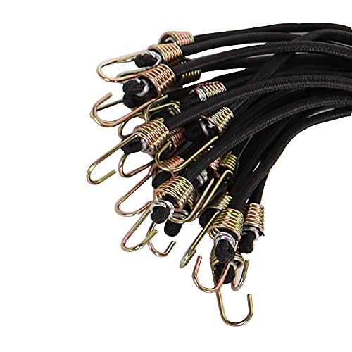 20PK Multiple Size Natural Rubber Tarp Straps + 10-Inch Mini Bungee Cords 20 Pieces Steel Hooks - product image 8