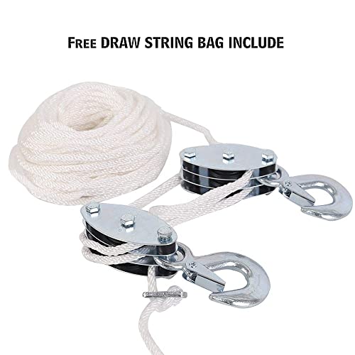 Heavy-Duty 2,000 LB Breaking Strength 50 FT Rope Hoist + 2PK 1''x8' Lift Sling Web Strap/Wear Guard End - product image 4