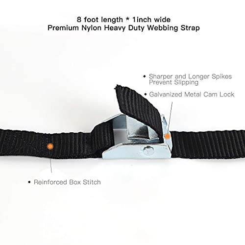 Ratchet Tie Down Straps - 8PK - 1'' x 10 ft Cargo Straps + 6PK 8FT Cam Buckle Straps Powersports Tie-Downs 1-Inch - product image 8