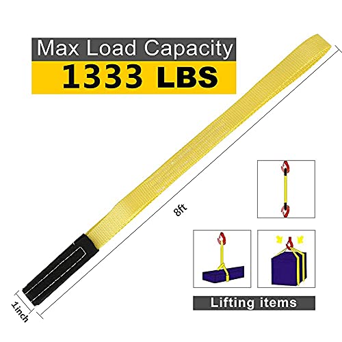 2PK 8FT Lift Sling Web Strap/Wear Guard End + 2PK Universal Recovery Tow Hooks 10000LBS - product image 5