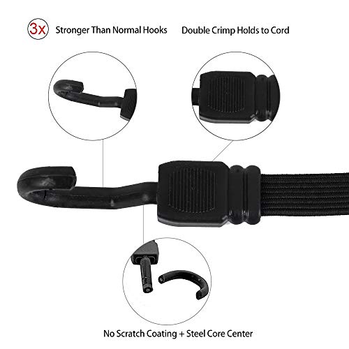 20 Pieces Premium Bungee Cords Assortment - Includes 20”, 24”, 30”, 35”, 40” Bungee Cords with Hooks + 2PK 77 Inch Flat Bungee Cord - product image 8