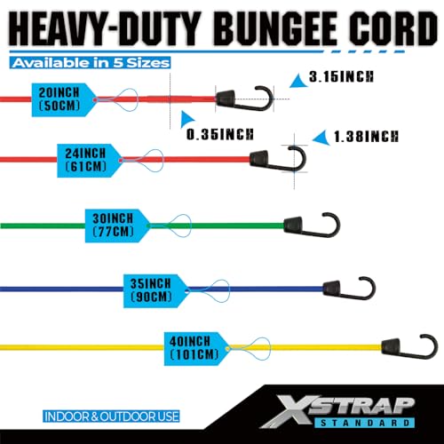 20 Pieces Premium Bungee Cords Assortment - Includes 20”, 24”, 30”, 35”, 40” Bungee Cords with Hooks - product image 4