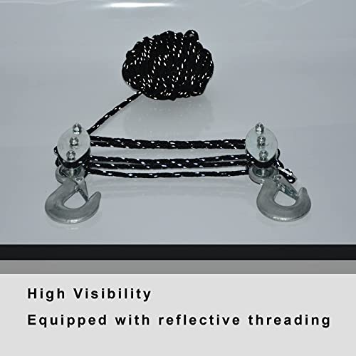 Heavy-Duty 2,000 LB Breaking Strength 50 FT Reflective Rope Hoist + 8PK 1-1/16 x 18 inches Soft Loop Tie-Down Straps - product image 3