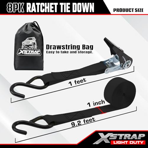 Ratchet Tie Down Straps 8PK & Soft Loop Tie-Down Straps 8PK Combo - Heavy Duty Cargo Securing Set - product image 8