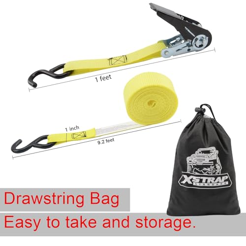 Ratchet Tie Down Straps - 8PK - 1'' x 10 ft - 900 LB Break Strength Cargo Straps +4 Pk - 1'' x 15 Ft - 630 Lbs Load Cap Ratchet Tie Down Straps with L - product image 4