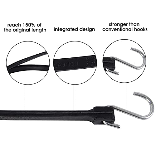 20 Pack Multiple Size Natural Rubber Tarp Bungee Straps Tie Down Cords with S Hooks Heavy Duty Ideal - product image 4