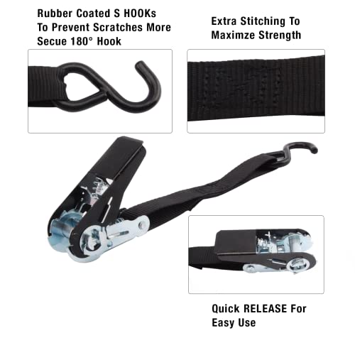 Ratchet Tie Down Straps 8PK 1'' x 10 ft - 900 LB Break Strength Cargo Straps - product image 4