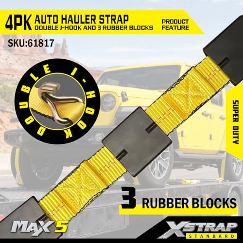 4PK Autohauler Car Tie Down 2" x 11' Ratchet Trailer Straps - product image 6