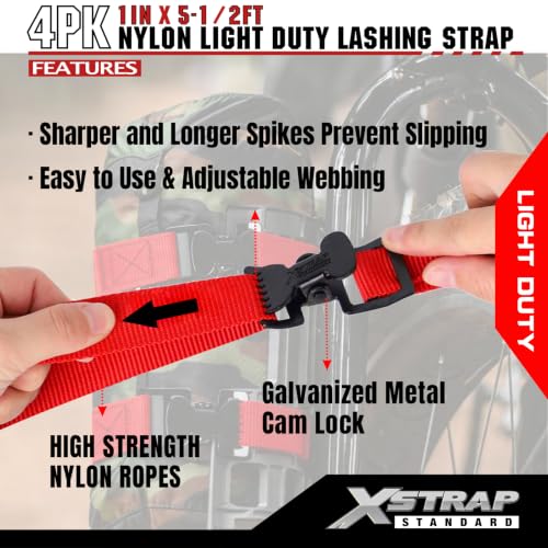 4PK 1" x 5-1/2ft Lashing Straps with Alligator Thumb Buckle - product image 4