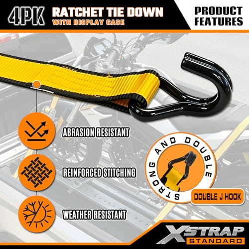4-Pack Heavy Duty 1.5" x 16ft Ratchet Tie Down Cargo Straps - product image 6