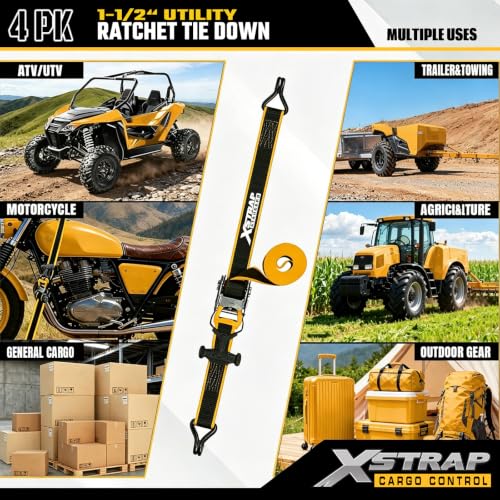 4-PK Heavy Duty Ratchet Tie Down Straps, Ammo Storage Box - product image 3