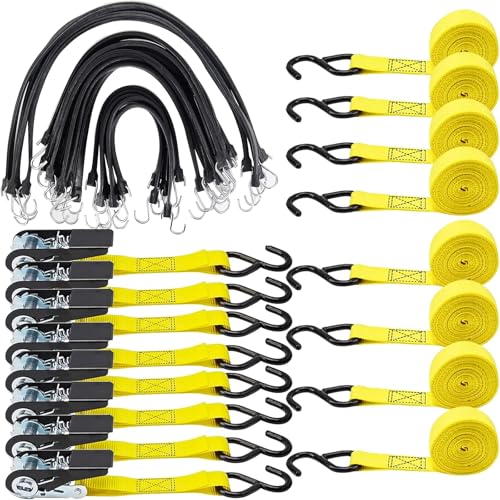 20 Pack Multiple Size Natural Rubber Tarp Bungee Straps Tie Down Cords with S Hooks Heavy Duty Ideal - product image 2