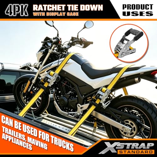 4-Pack Heavy Duty 1.5" x 16ft Ratchet Tie Down Cargo Straps - product image 3