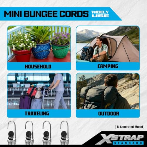10-Inch Mini Bungee Cords with Hook, 20 Pcs Elastic Straps - product image 3