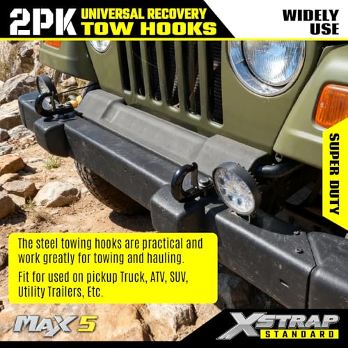2PK Universal Recovery Tow Hooks with Spring Clip 10000LBS - product image 3