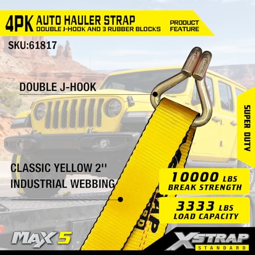 4PK Autohauler Car Tie Down 2" x 11' Ratchet Trailer Straps - product image 5