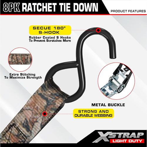 Ratchet Tie Down Straps 8PK & Soft Loop Tie-Down Straps 8PK Combo - Heavy Duty Cargo Securing Set - product image 8