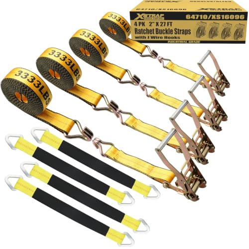 4 PK 2" x 27FT Ratchet Straps + 36" x 2" Axle Straps - product image 2