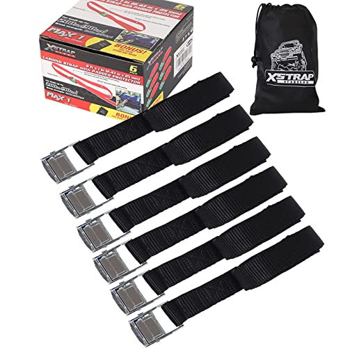 Cam Buckle Straps 6PK 8FT Powersports Tie-Downs 1-Inch Black + 2pk Motorcycle Tie Down Straps 3,000lb Break Strength, 5.5FT Cambuckle Tie Down Set wit - product image 3