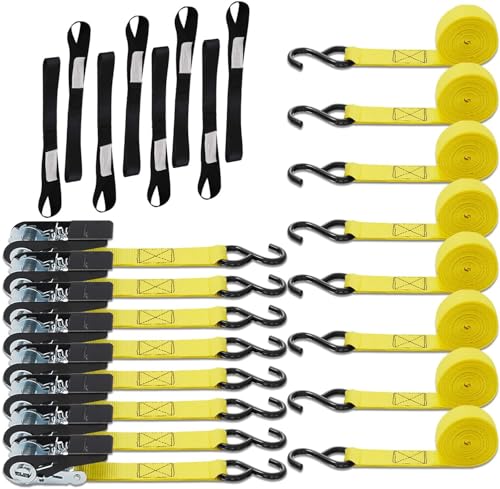 Ratchet Tie Down Straps 8PK & Soft Loop Tie-Down Straps 8PK Combo - Heavy Duty Cargo Securing Set - product image 2