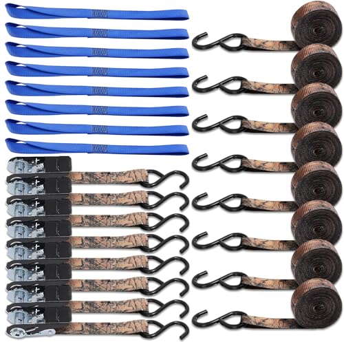 Ratchet Tie Down Straps 8PK & Soft Loop Tie-Down Straps 8PK Combo - Heavy Duty Cargo Securing Set - product image 2