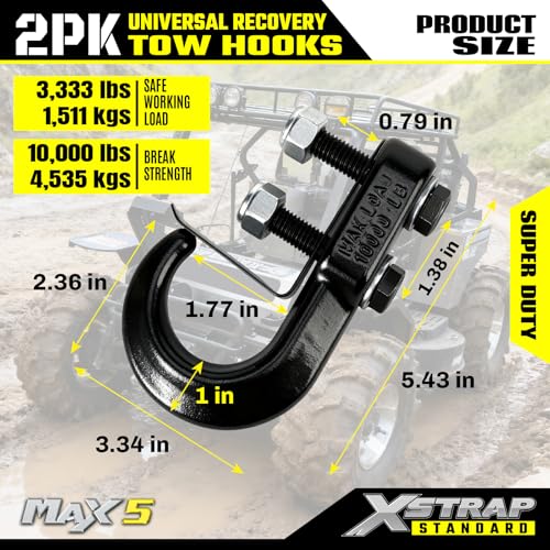 2PK Universal Recovery Tow Hooks with Spring Clip 10000LBS - product image 4