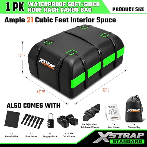 21 Cubic Feet Car Rooftop Luggage Carrier Bag, Green - product image 4