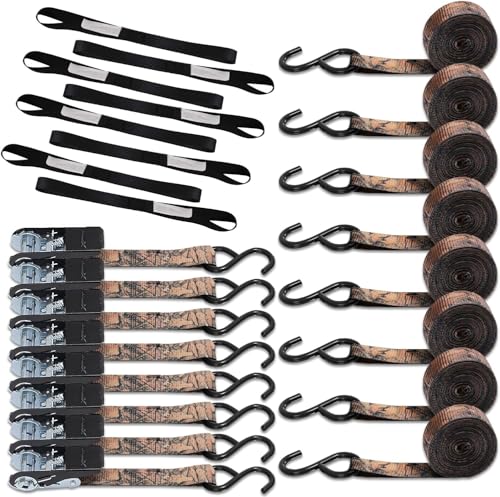 Ratchet Tie Down Straps 8PK & Soft Loop Tie-Down Straps 8PK Combo - Heavy Duty Cargo Securing Set - product image 2