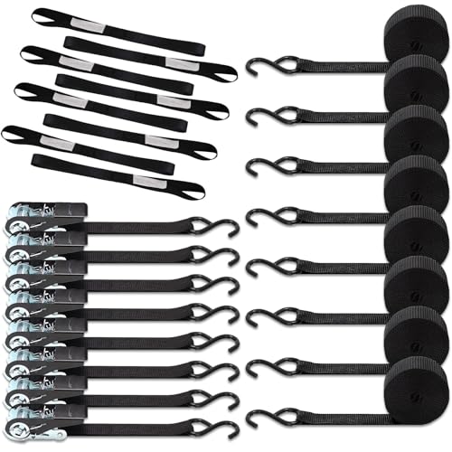 Ratchet Tie Down Straps 8PK & Soft Loop Tie-Down Straps 8PK Combo - Heavy Duty Cargo Securing Set - product image 2