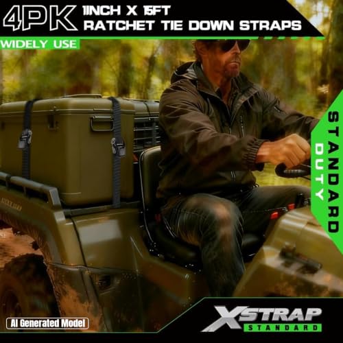 4 Pack 1" x 15FT Ratchet Tie Down Straps, Motorcycle Straps - product image 7
