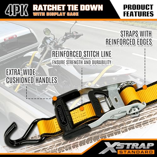 4-Pack Heavy Duty 1.5" x 16ft Ratchet Tie Down Cargo Straps - product image 4