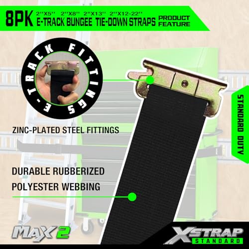 8 Pack E-Track Bungee Tie-Down Straps, Securing Straps Kit - product image 7