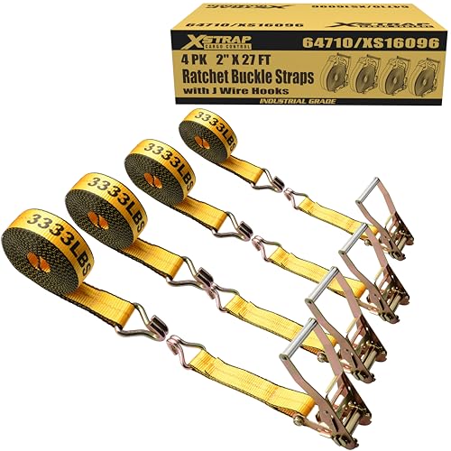 Heavy Duty Ratchet Tie Down Straps 4 Pack 2" x 27' 10000lbs - product image 2